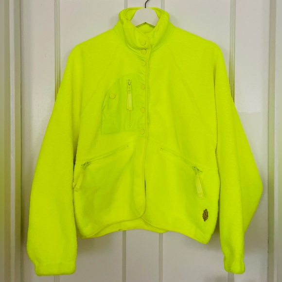 NWT! Free People FP Movement Hit The Slopes Neon Yellow Jacket Activewear Small - Picture 3 of 15